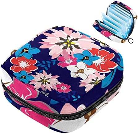 Санитарна торба за складирање на салфетка, торбичка за подлога, торбичка за подлога, мала торба за шминка, шарени цвеќиња остава растителни шема