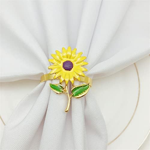 Ореота 12 парчиња салфетка прстенка сончогледна салфетка копче цинк легура за салфетка прстен прстен прстен за свадбени табели декорација (боја: злато, големина