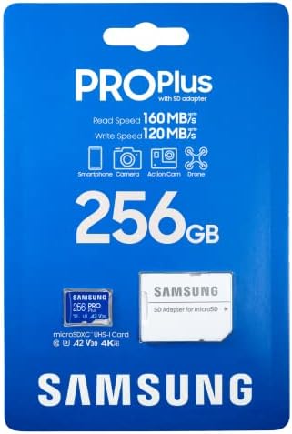 Samsung Pro ПЛУС 256gb MicroSDXC Мемориска Картичка За Samsung Galaxy Забелешка 20 Ултра, Забелешка 10+, Забелешка 10 Lite, Забелешка