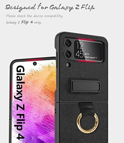 Vihibii За Galaxy Z Flip 4 5g Случај Со Прстен, Z4 Flip Телефон Случај со Мал Надворешен Екран Заштитник &засилувач; Магнетни Kickstand,