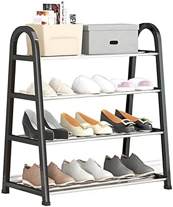 Free Standing Shoe Rack 4-Tier A Shape Shoe Stand 12-16 Pair Shoe Organizer Easy Assembly Stackable Shoe Storage Shelf for Entryway,