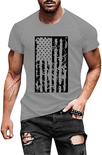 XXBR војник со кратки ракави маици за мажи, 4-ти јули ретро американско знаме маица летни мускули тенок фит-врвови на врвови, обични кошули за