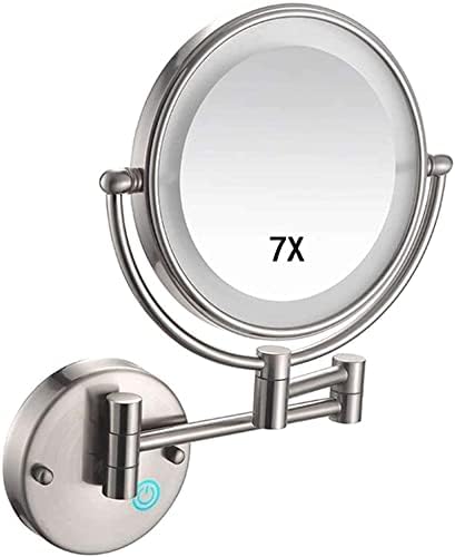 8-та бања Огледало со ретровизори 360 ротација со двојно еднострано огледало, USB-полнење идеално за шминка, бричење