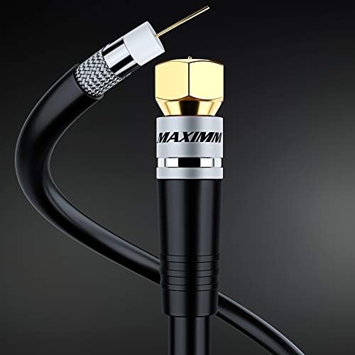 RG6 коаксијален кабел - Трипл заштитен, без кислород бакарен кабел за кабел за ТВ, Интернет и повеќе - флексибилен кабел за кабел за коакции