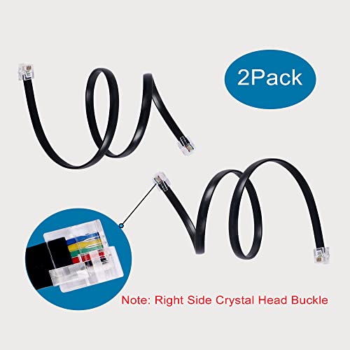 Gintooyun 2 Pack 6P6C Телефонски жици, 6p со десна насока на кабли со кристална глава, 1,6ft 6 жица машко до машки жични жици за податоци