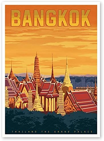 Xtvin Тајланд Бангкок Гранд Палас Гроздобер патни постери од целиот светски пејзаж wallиден уметнички печатење декор за сликање подарок за налепници