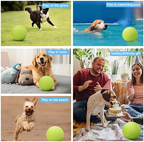 XCRUI 9,5 Голема тениска топка, надувување гигантски тениски топки миленичиња за џвакање играчки за деца, возрасни или миленичиња
