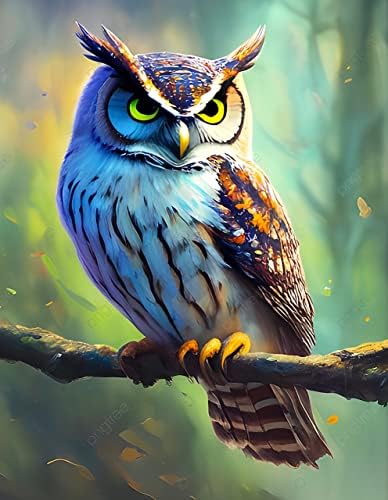 Zhenc 5d Owl на гранката на дрвото DIY целосен квадратен дијамантски сликарство животни Везење целосна вежба занаетчиски декор за вкрстени