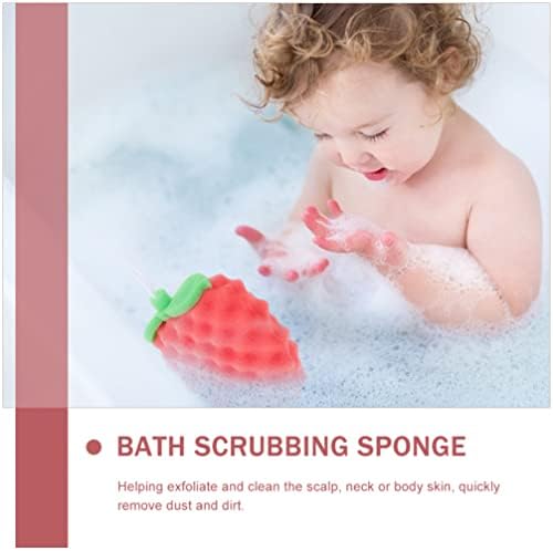 Избувнете бебешка када чистач Детска бања сунѓер бања сунѓер четка 2 парчиња овошје во форма на бања сунѓер бања ексфолирајќи го телото
