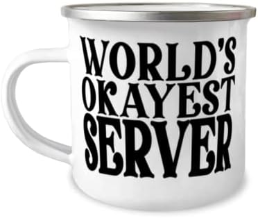 Смешен сервер не'рѓосувачки челик емајл кампер кригла, светски камперски кригла Okeyest Server, Саркастичен сервер специјален подарок,
