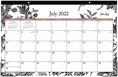 Blue Sky 2022-2023 Академска година Месечна биро календар, 17 x 11, обврзувачки ленти за обврзници, двојни удари, управувани