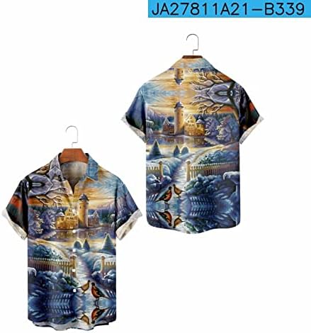 Менс алоха кошула преголема копче надолу со кошули со кошули за мажи Работни маици мажјаци Атлетски кошули цветни хавајски
