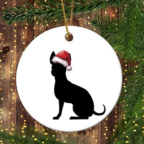 3 инчи Божиќно куче Австралиско овчарот за миленичиња силуета украси куче со Дедо Мраз тркалезни украси за деца момчиња девојчиња кои висат
