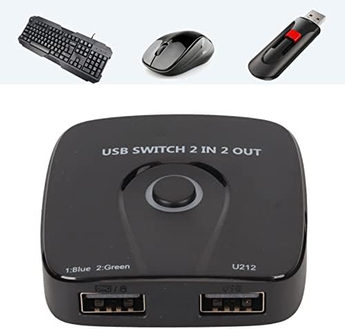 2 Во 2 НАДВОР USB Прекинувач, USB Прекинувач Адаптер за 2 Компјутери Сподели 2 USB Уреди Глувчето Тастатура Скенер Печатач