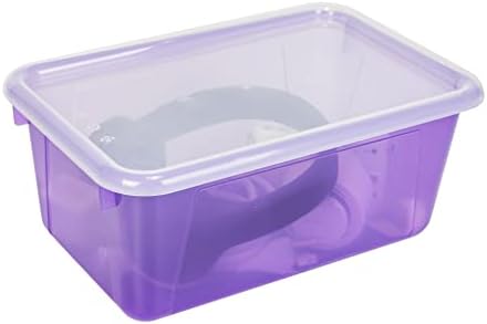 Мали канти за куби за Storex-Пластични контејнери за складирање за училница со капаци за не-SNAP, 12,2 x 7,8 x 5,1 инчи, нијанса Виолетова,