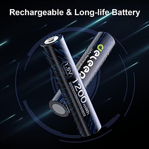 Делепоу Батерии ЗА ПОЛНЕЊЕ 1 1.5 V 3400mWh 4-Пакет Паметен Полнач со 4-Пакет ААА Литиумски Батерии на полнење