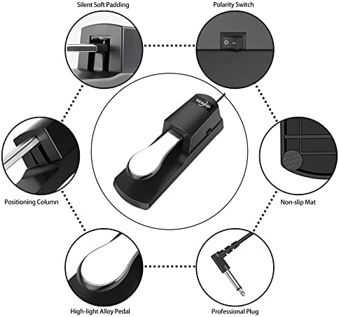Одржувајте педал за тастатура - SKAEHP Ажурирање на пијано педал со поларитет за сите брендови електронски тастатури, миди тастатури,