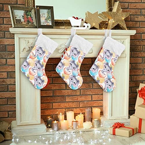 Алаза Божиќни чорапи Слонови и балони Класични персонализирани големи декорации за порибување за семејни празнични сезони за забави