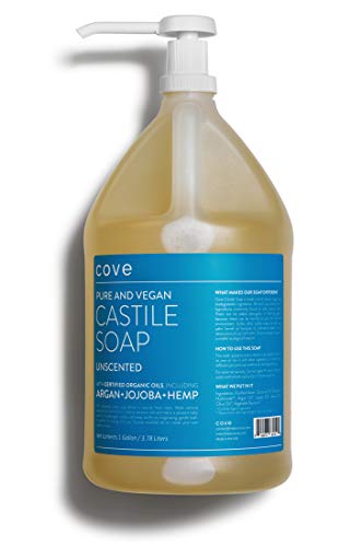 Cove Castile Soap Unscented - 1 галон со пумпа - Органски арган, ojооба и масла од коноп