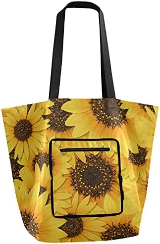 Диво сончогледово преклопено рамо торбичка торба за еднократно намирници за намирници, тешка школа торба за купување торба за работа за работа на плажа патувања