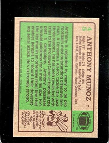 1984 Топпс 45 Ентони Муноз Бенгалс НФЛ Фудбалска картичка НМ-МТ