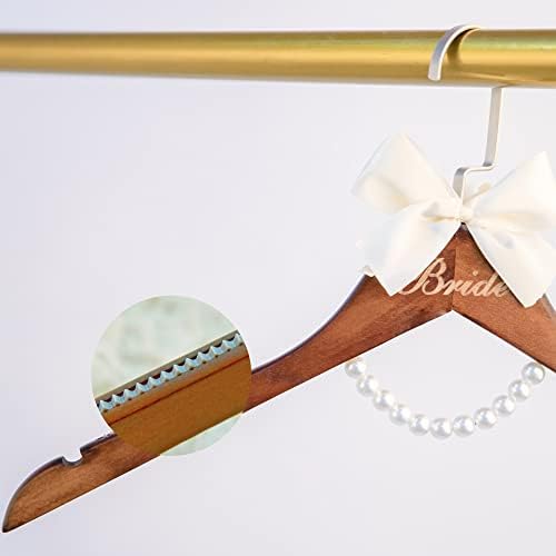 Невестата Кемозака да биде закачалка за венчаници, невестинска закачалка, свадбена подарок, кафеава дрвена закачалка со бисери