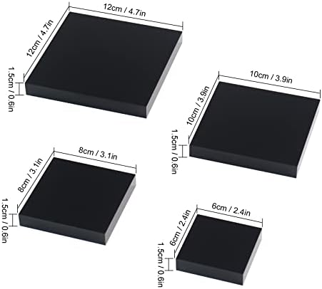 KCGANI 4PCS црн полиран акрилен акрилен фото реквизит блокови сет, квадратни акрилни дејствување фигури колекција на организатор држач