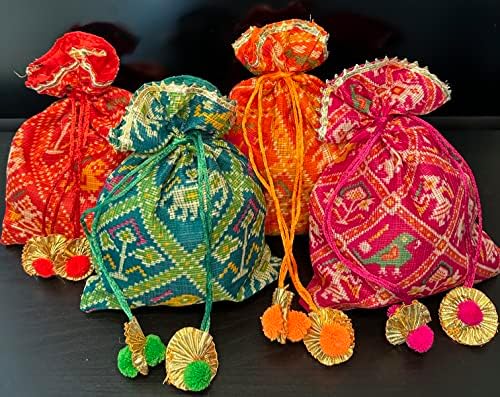 Редоникс Традиционални Индиски Торби За Подароци За Враќање На Врвки За Повеќекратна Употреба За Роденден, Свадби И Настани [Сет од