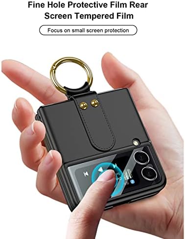 DearHot Ултра Тенок Мат Компјутер Случај За Samsung Galaxy Z Flip3 5G, 9h Стакло Камера Заштитник На Објективот Покритие со Прстен ремен &засилувач;