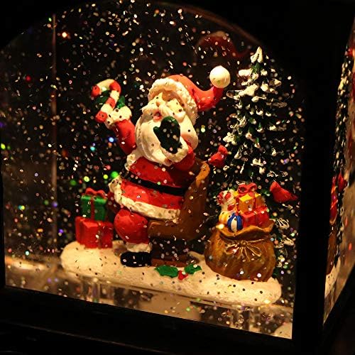 Генсвин музика осветлен воз снег глобус фенер вода снег Сјајот батерија управувана со тајмер, божиќен Дедо Мраз музичко осветлена домашна