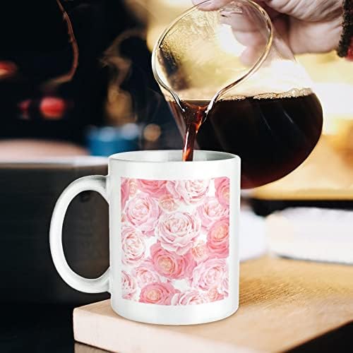 Елеганција Боја Розова Рози Керамичка Кригла Бела Кафе Чаши Шема Печатени Чај Чаша Со Рачка