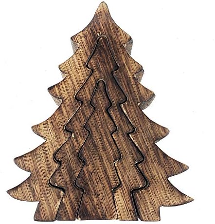 Загатка за новогодишна елка од дрвена гнезда, кафеава, 7-3/4-инчи