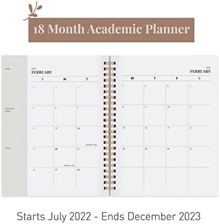 Рајли 2022-2023 18-месечен академски неделен планер-Академски неделни и месечни планер за агенда, флексибилно покритие, страници со белешки,