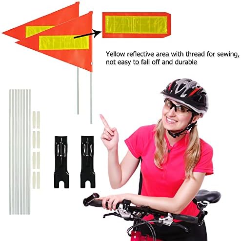 2 Поставува Велосипедско Знаме Со Столб, 6 Стапки Прилагодливо Водоотпорно Портокалово Безбедносно Знаме Цврст Столб За Велосипедско
