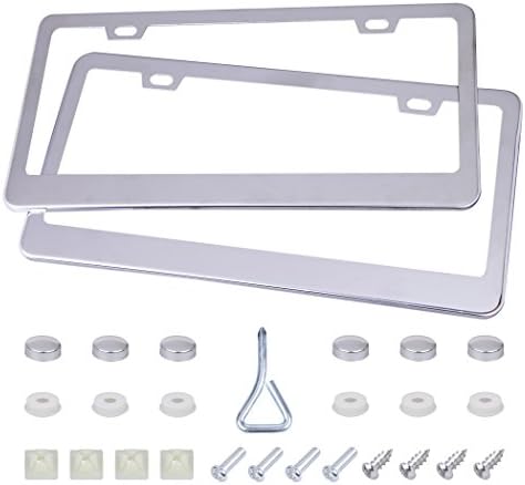 Рамка за регистарска табличка со картони 2 дупки, регистарска табличка со автомобили од не'рѓосувачки челик, со капаци за мијалници