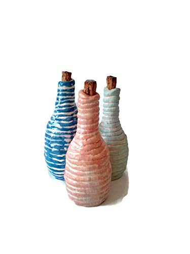 Рачно изработени розови декоративни керамички шишиња со стопер за плута, португалски рачно изработена глина, еклектични акценти на украси за