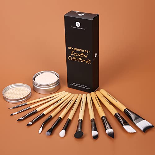 Наративна козметика Суштински SFX Комплет за четки за шминка - 12 парче специјални ефекти за четка за шминка со ванила мирисна