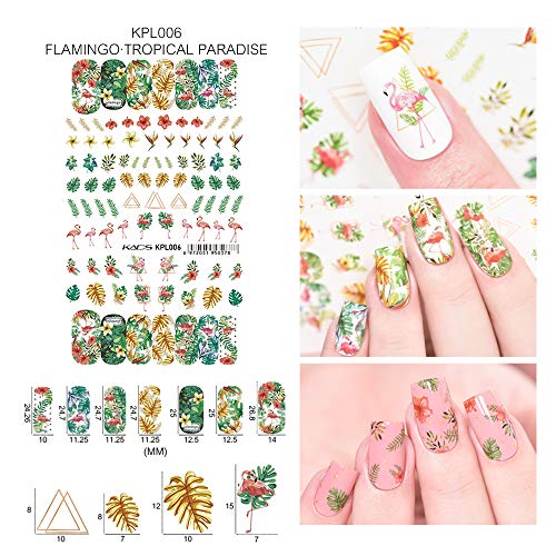 Decals на ноктите на kads 5pcs Постави украси за украси за нокти налепници за нокти со разновидни обрасци, пренесување на вода, цветен цвет Фламинго