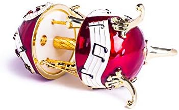 Црвениот музички рингишпил Керен Копал со музички инструменти ветер музичка кутија со вртење на виолина саксофон труба фабел стил