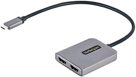 Startech.com USB -C до двоен HDMI MST Hub - Dual HDMI 4K 60Hz - USB Type C Multi Monitor Adapter за лаптоп W/ 1FT/ 30CM Кабел - DP 1.4