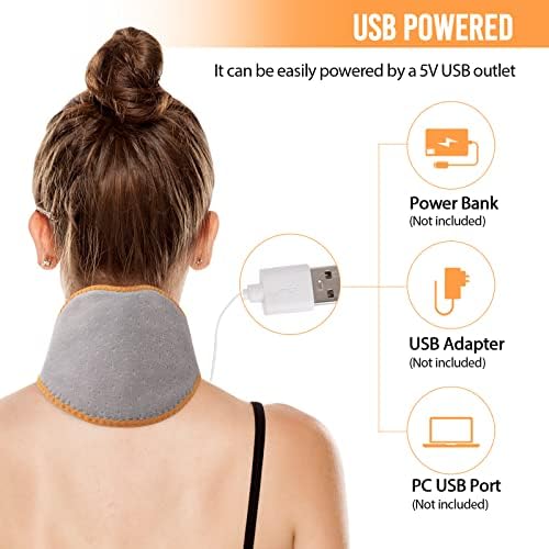 Comfheat USB загреана обвивка за вратот за олеснување на болката во вратот + USB подлога за греење за патување со автомобили