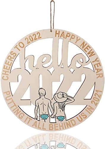Здраво 2022 Дрвен знак, Нова Година на фото -штанд, реквизити, навивања до знак за виси 2022 година, ставајќи го сè зад нас во знакот
