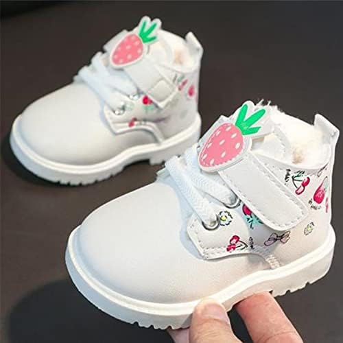 Модерни детски модни чизми за девојчиња за девојчиња со единечни чизми со овошје печатење памучни чизми бебе зимски чизми