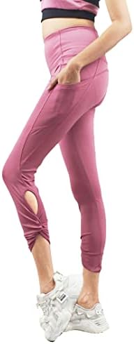 Императивните хулахопки со висок пораст на жените/панталони за јога/хеланки со џебови 4 начин што може да се протега на стилизирање
