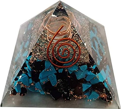 Уметност на создавање Shungite emf заштита оргон пирамида со црна кинит тиркизна кристално-бакар- пирит 50 мм