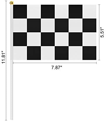OOTSR 32ft Карирани Црно-Бели Знаменца Знаменца Трки Знамиња, и 30 парчиња Карирани Знамиња Со Пластични Стап