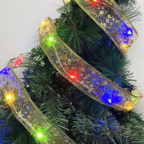 Vioesrry Ribbon Fairy Lights-4M/13FT/40LEDS, LED стринг светла сјајни ленти за светло за Божиќ, батерија со лак за чипка, управувана водоотпорна