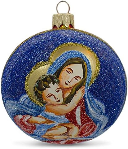 Дева Марија го држи Божиќниот украс на Исус стаклена топка 3,25 инчи