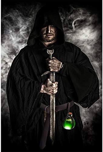 Ноќта на вештерките Темна магија плута шише со напивка околу сферично чисто стакло шише со средновековен витез кожен појас големо шише