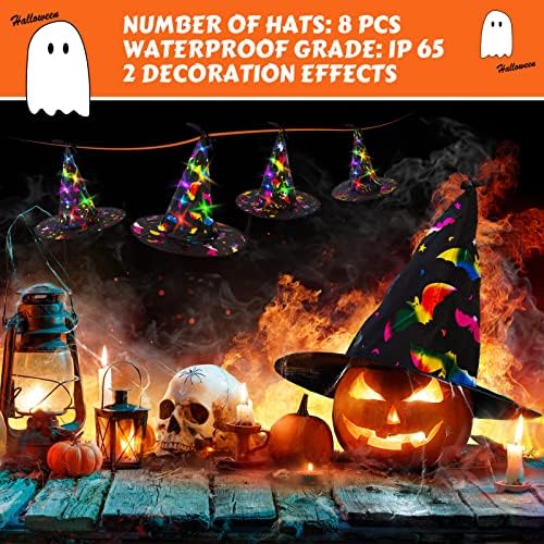 Yuiirllen Божиќни осветлени украси за вештерки, 8 парчиња висат блескави божиќни капи со вештерки со жица лесна батерија оперирана